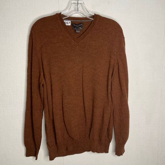 Black‎ Brown 1826 Sweater Mens XXL 100% Merino Wool Rust Pullover Modern Casual - Picture 1 of 8